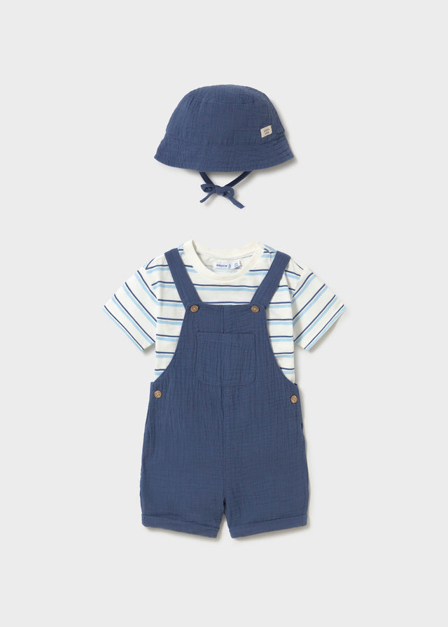 1663 Mayoral Dungaree and Hat 3 Piece Set