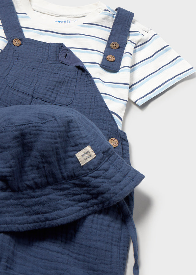 1663 Mayoral Dungaree and Hat 3 Piece Set