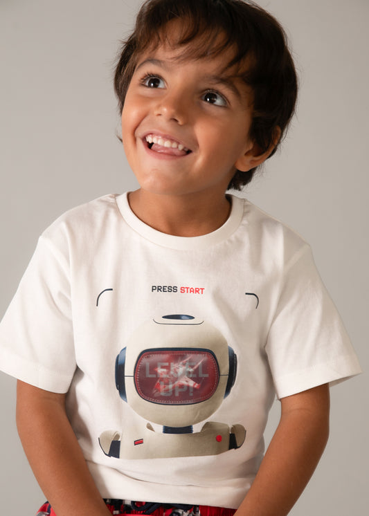 3065 Mayoral Robot Print Changing T-Shirt