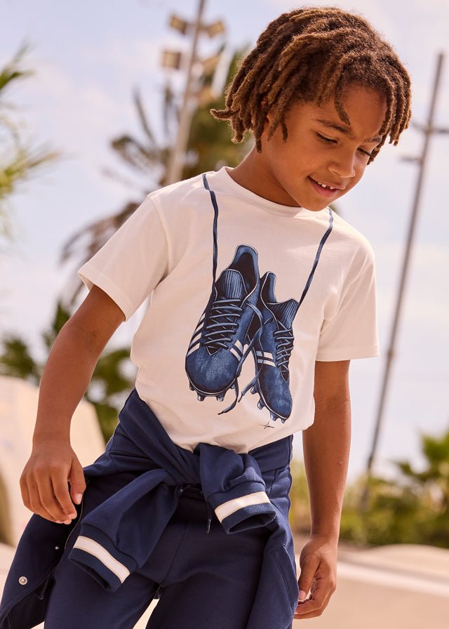 3075 Mayoral Football Boots Print T-Shirt