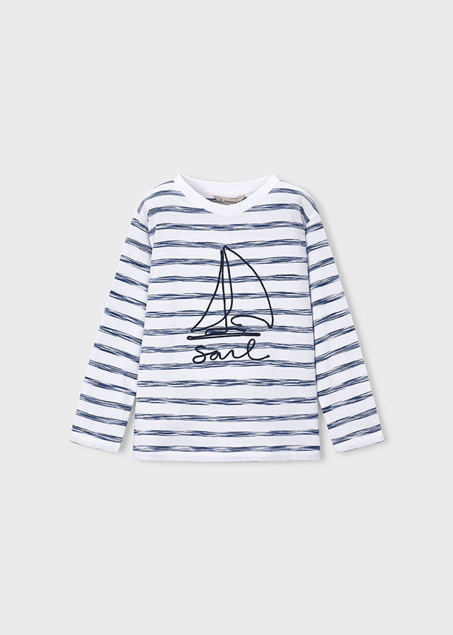 3083 Mayoral Striped Nautical Long Sleeved T-Shirt