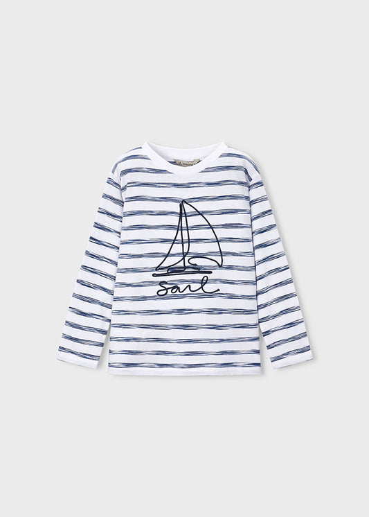 3083 Mayoral Striped Nautical Long Sleeved T-Shirt