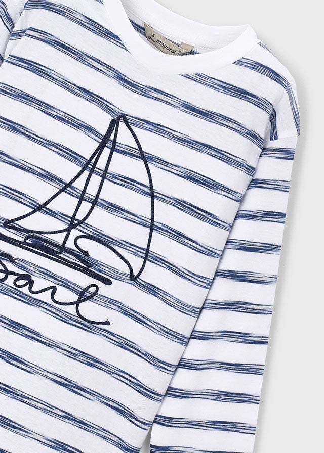 3083 Mayoral Striped Nautical Long Sleeved T-Shirt