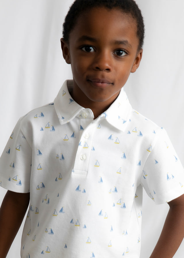 3101 Mayoral Nautical Boat Print Polo