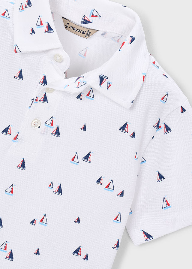 3101 Mayoral Nautical Boat Print Polo