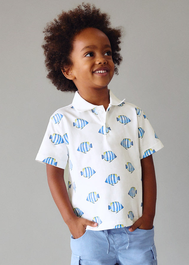 3104 Mayoral Fish Print  Polo