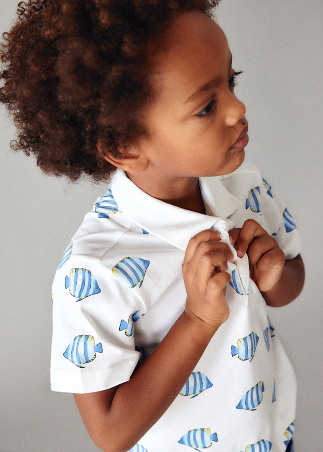 3104 Mayoral Fish Print  Polo