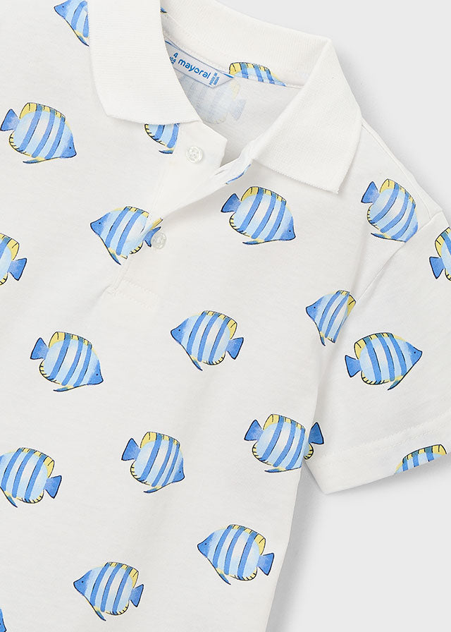 3104 Mayoral Fish Print  Polo