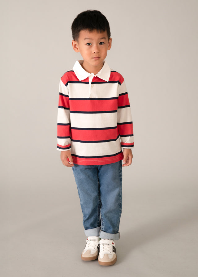 3111 Mayoral Striped Smart Long Sleeved Poloshirt