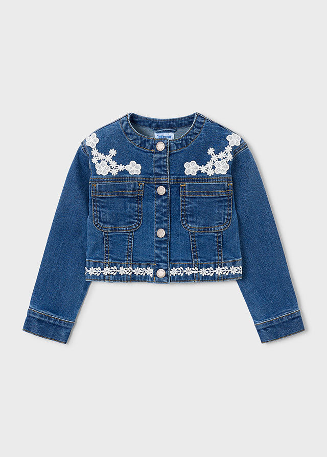 3453 Mayoral Lace Detail Denim Jacket