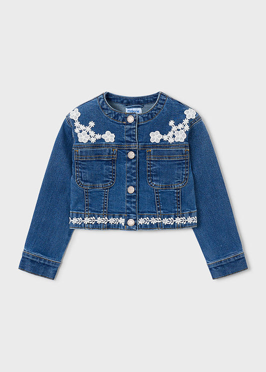 3453 Mayoral Lace Detail Denim Jacket