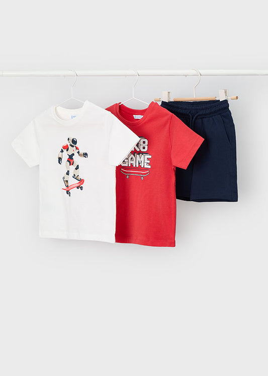 3604 Mayoral Robot and Skater 2 T-Shirts and Short Set
