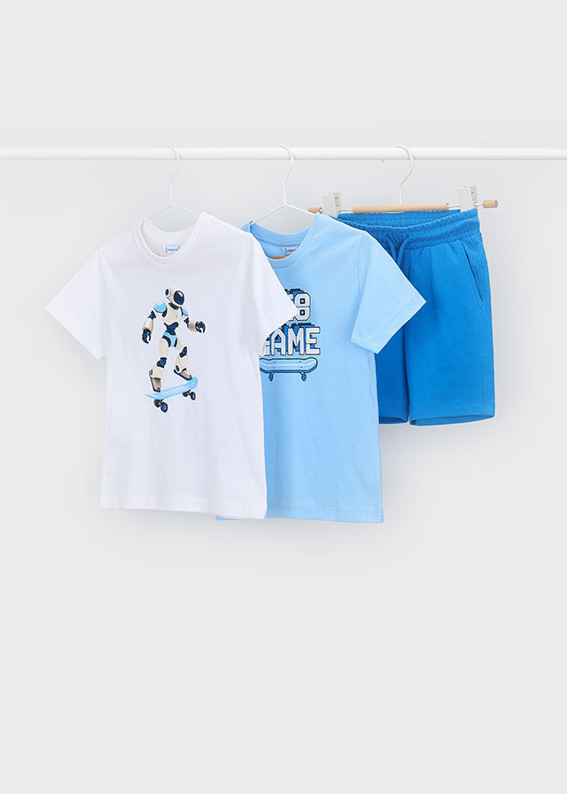 3604 Mayoral Robot and Skater 2 T-Shirts and Short Set