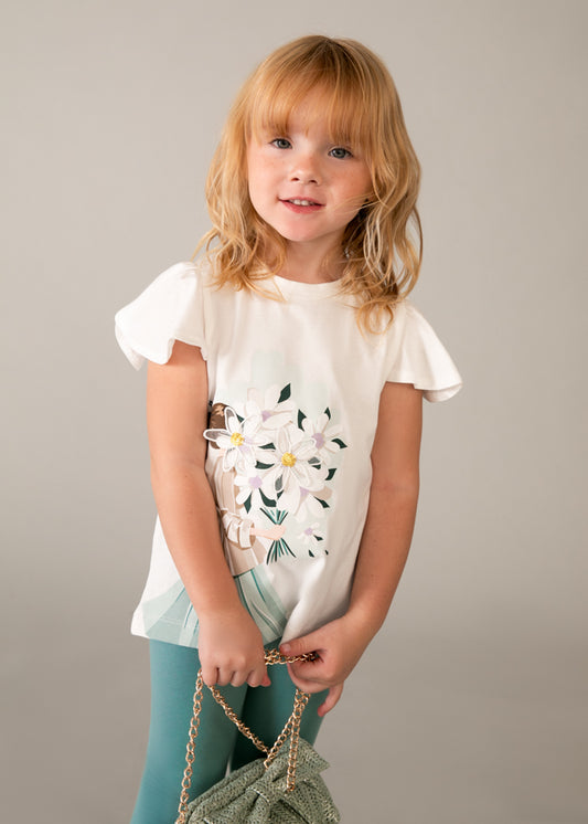 3724 Mayoral Girl/Flowers Applique Leggings Set