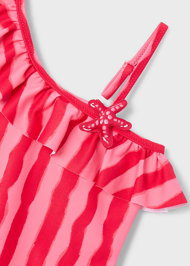 3737 Mayoral One Shoulder Striped Swimsuit