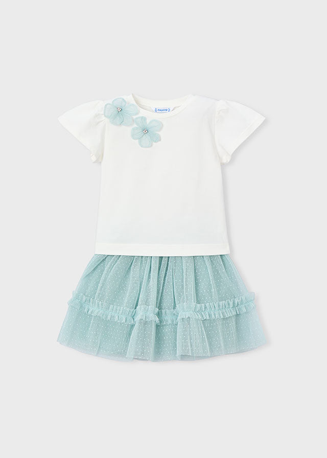 3946 Mayoral Tulle Flower Skirt Set