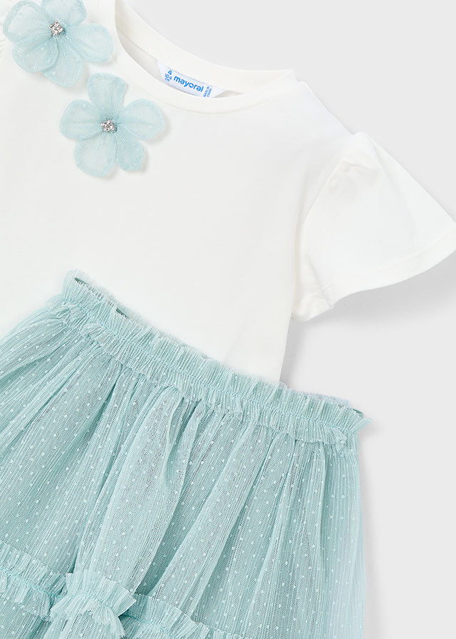 3946 Mayoral Tulle Flower Skirt Set