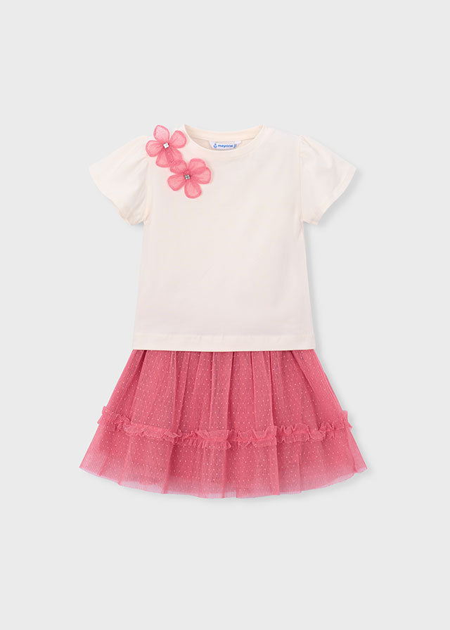 3946 Mayoral Tulle Flower Skirt Set