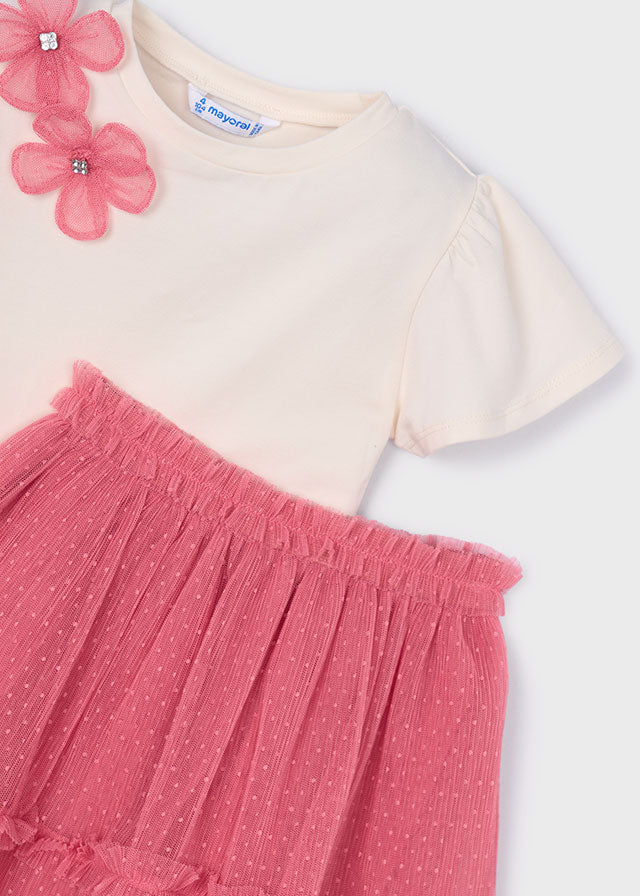 3946 Mayoral Tulle Flower Skirt Set