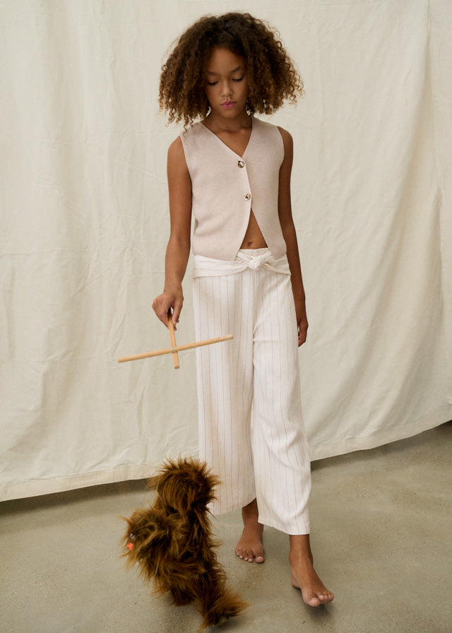 6576 Mayoral Linen Striped Trousers