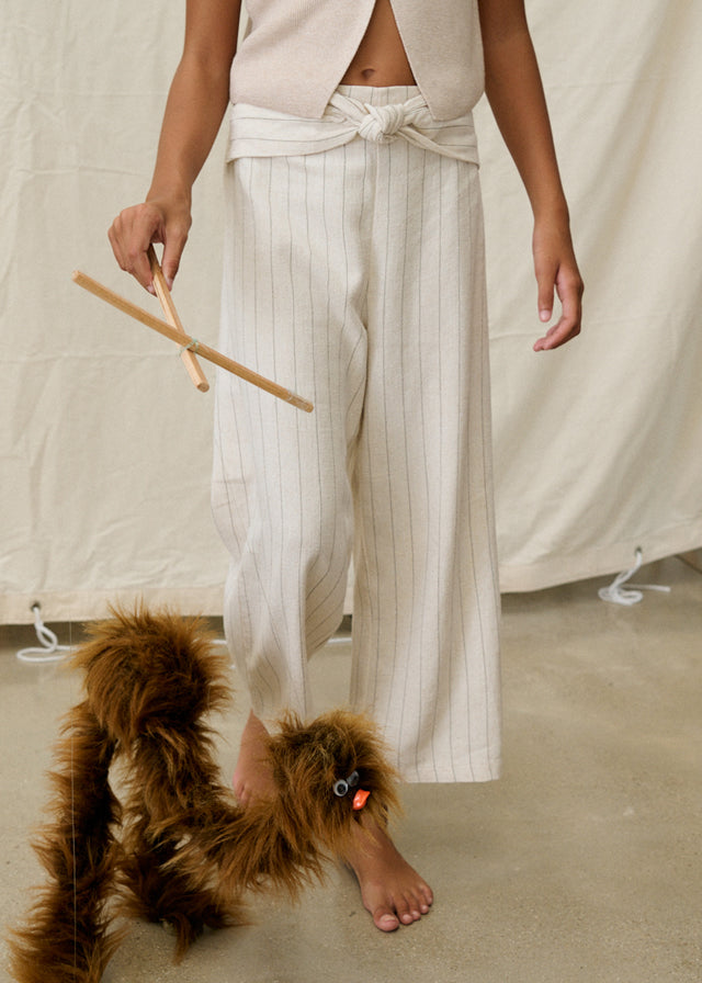 6576 Mayoral Linen Striped Trousers