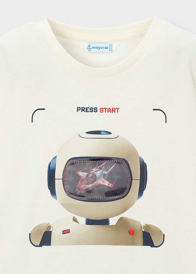 3065 Mayoral Robot Print Changing T-Shirt