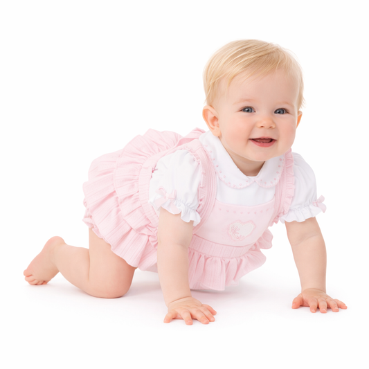 PA805B Pastels Frill Romper Dungaree - Helena