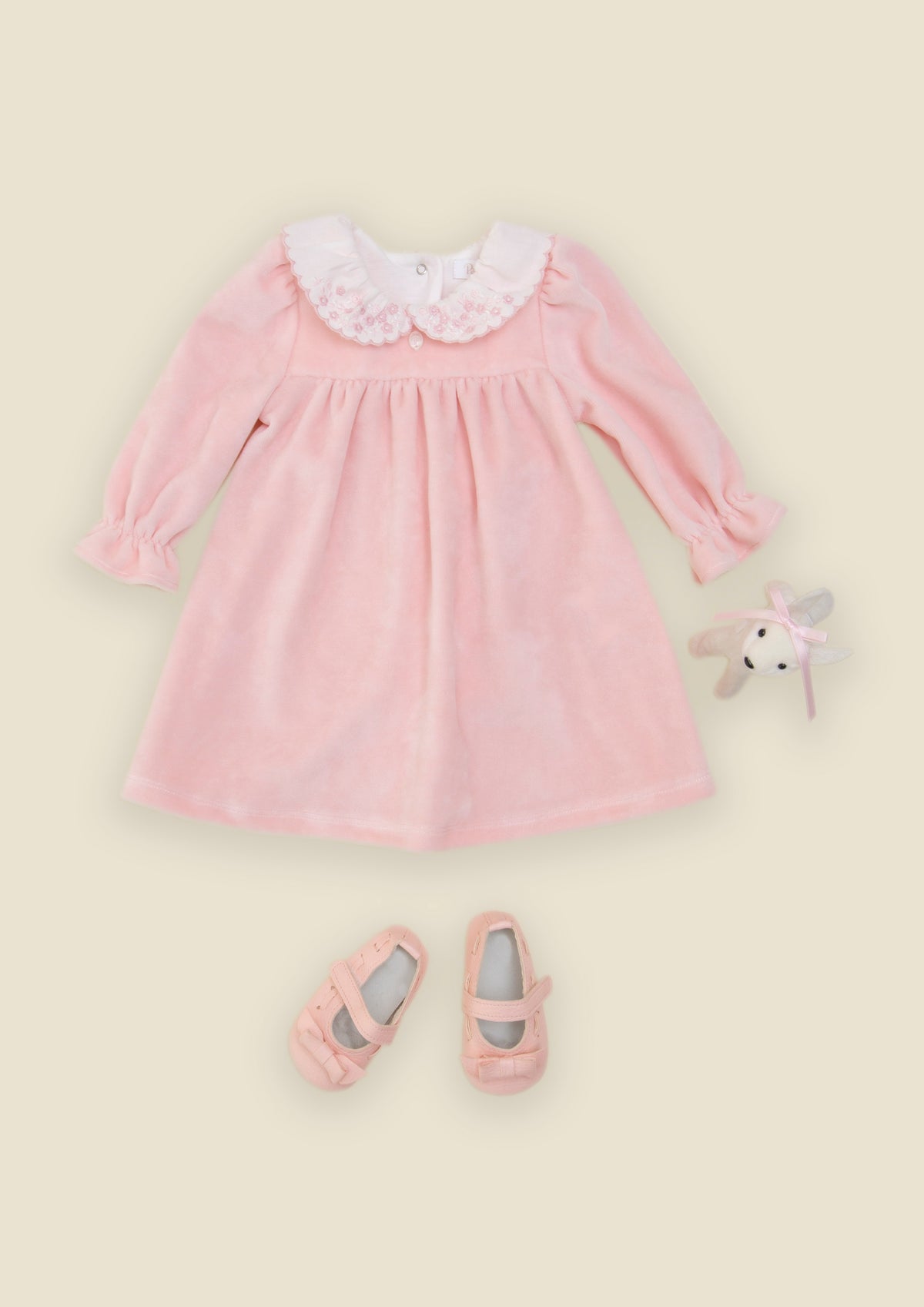 33030 Patachou Velour Flower Collar Dress
