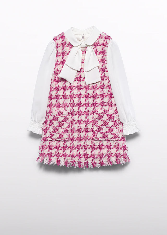 5527 Abel & Lula Dog Tooth Check Pinafore Dress-littlevips-littlevips