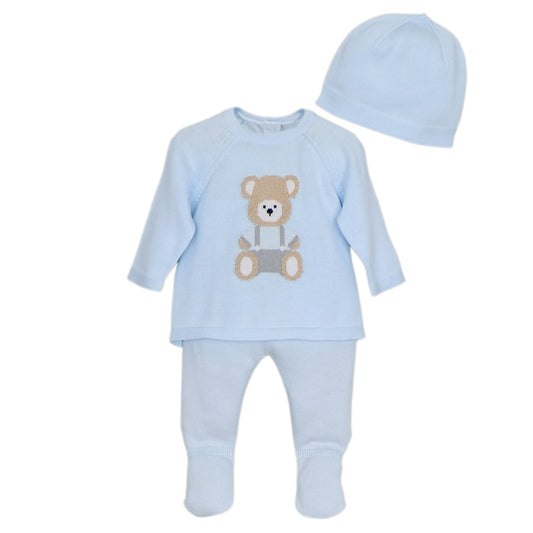 6520 Emile et Rose Knitted Teddy Bear Set with Hat
