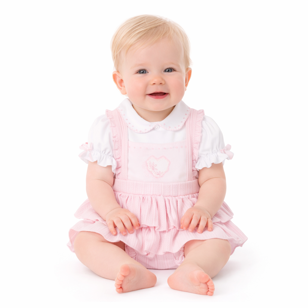 PA805B Pastels Frill Romper Dungaree - Helena