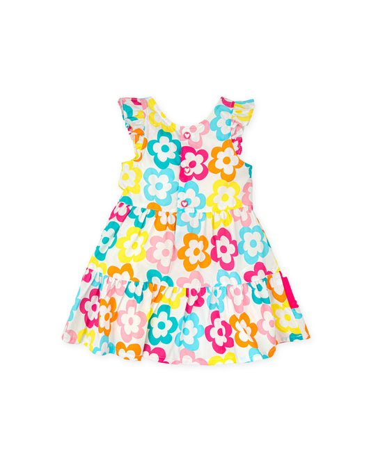 Colorful floral dress on a white background