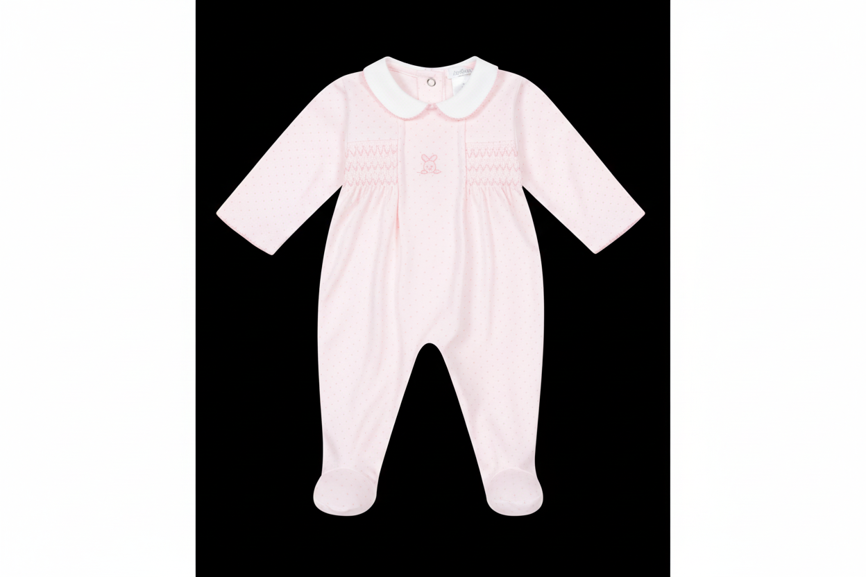 White baby onesie with a collar on a white background