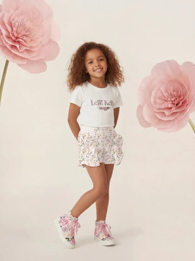 LK0013 Lelli Kelly Floral Ruffle  Printed Shorts - Alison