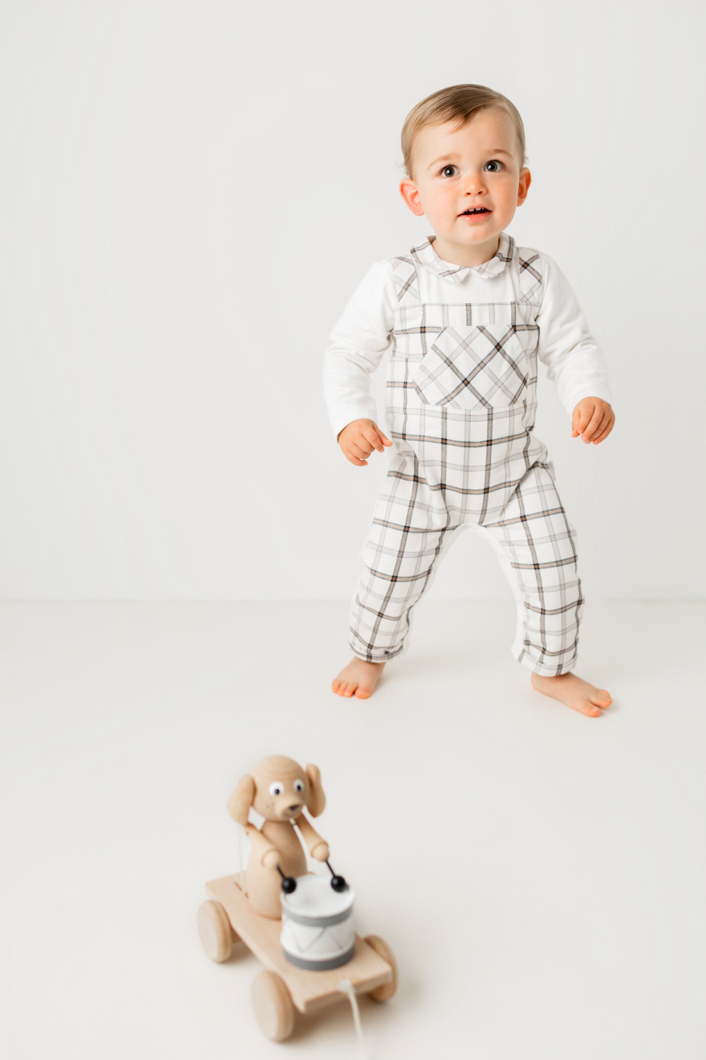 PA302B Pastels Checked Dungaree Set