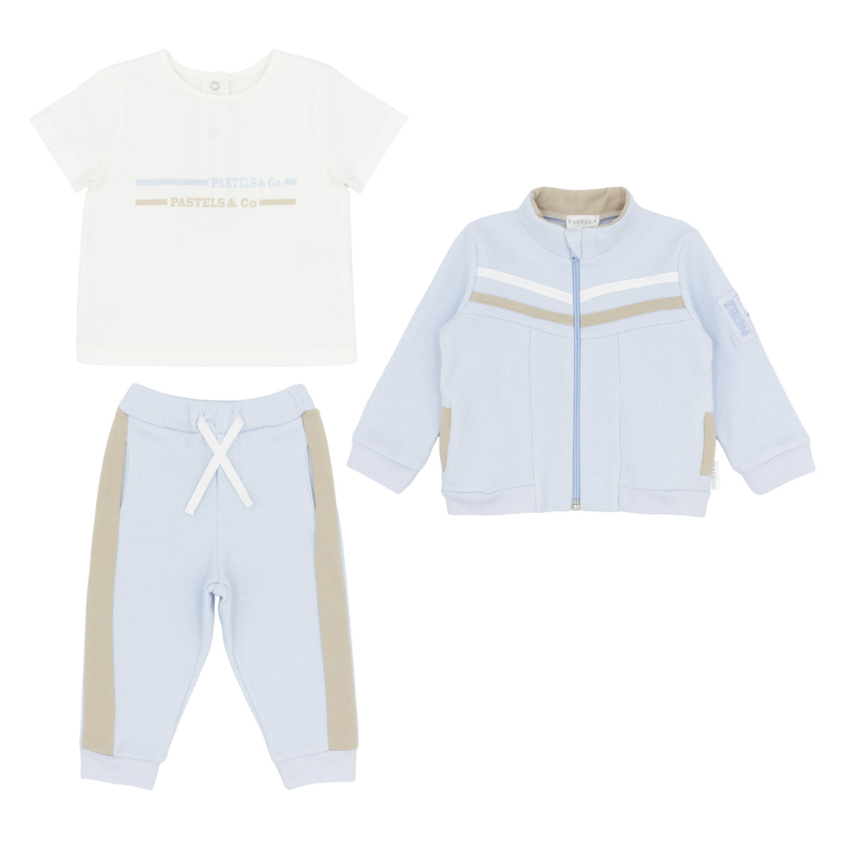 Pastels & Co.  Philip 3 Piece Stripe Zip Up Jogging Suit 1006A | Boys Designer Outfit