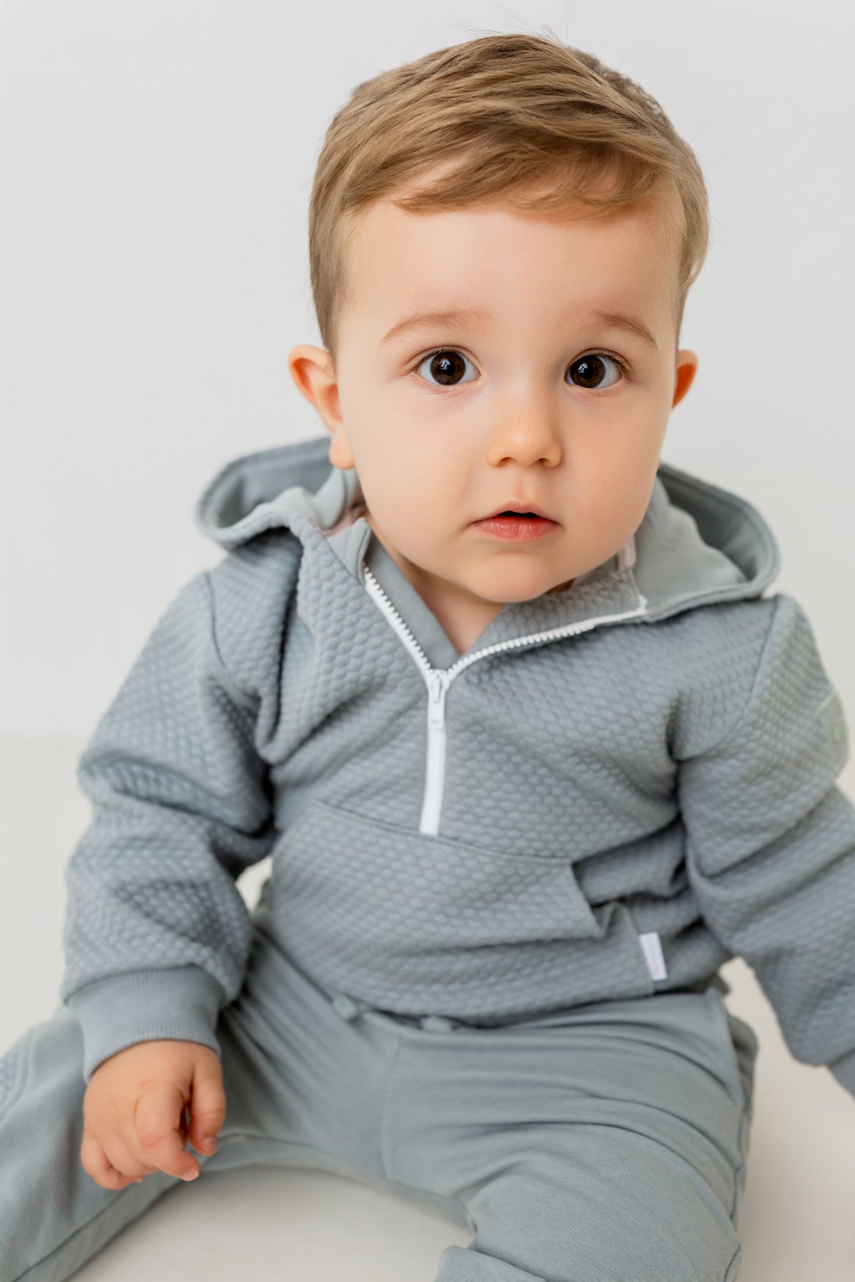 Pastels Arran Boys Textured Hooded Set 1004D | Designer 2 Piece Outfit