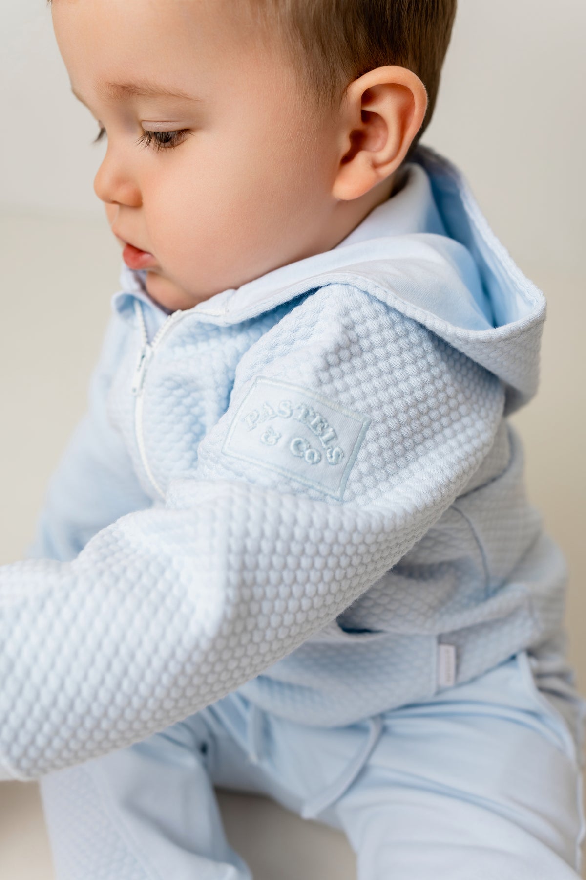 Pastels Arran Boys Textured Hooded Set 1004D | Designer 2 Piece Outfit