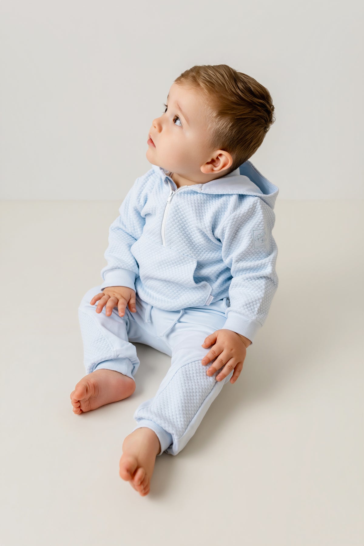 Pastels Arran Boys Textured Hooded Set 1004D | Designer 2 Piece Outfit