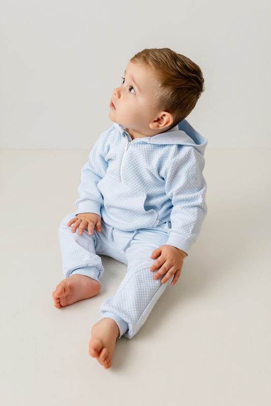 Pastels Arran Boys Textured Hooded Set 1004D | Designer 2 Piece Outfit