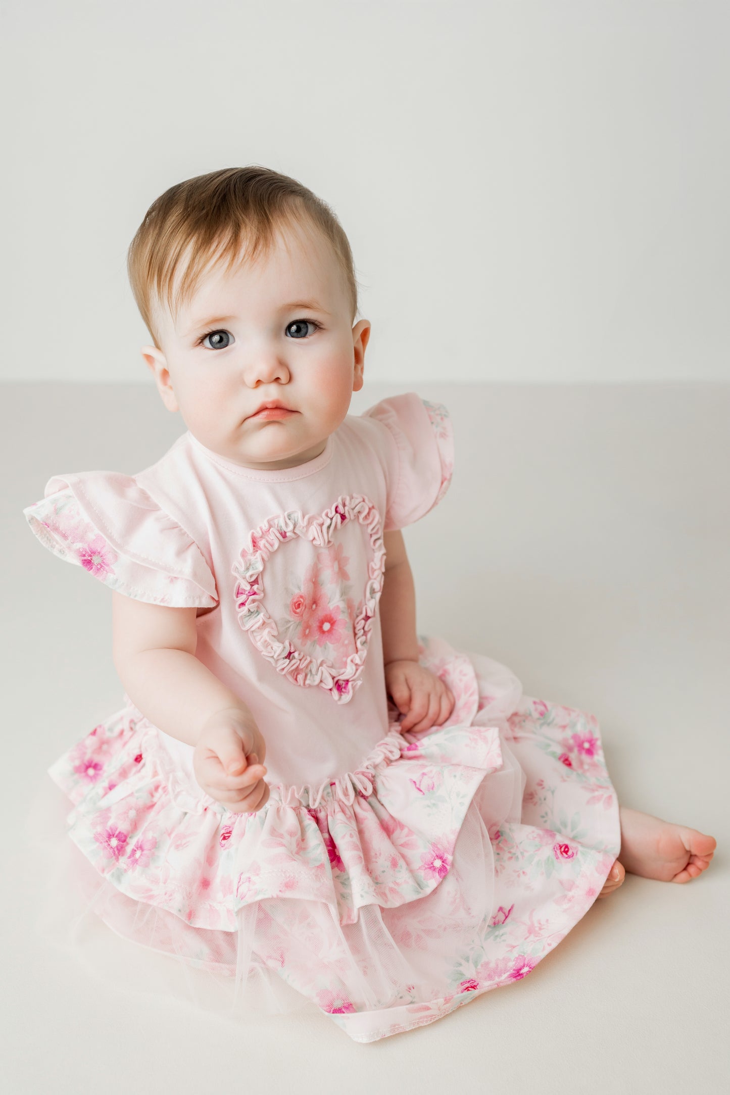 P050D Pastels Floral Heart Dress - Odette